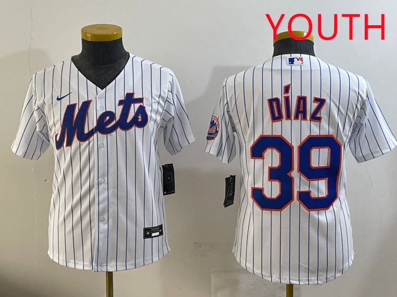 Youth 2025 New York Mets #39 Diaz White Stripe Game Nike MLB Jersey style 4->youth mlb jersey->Youth Jersey